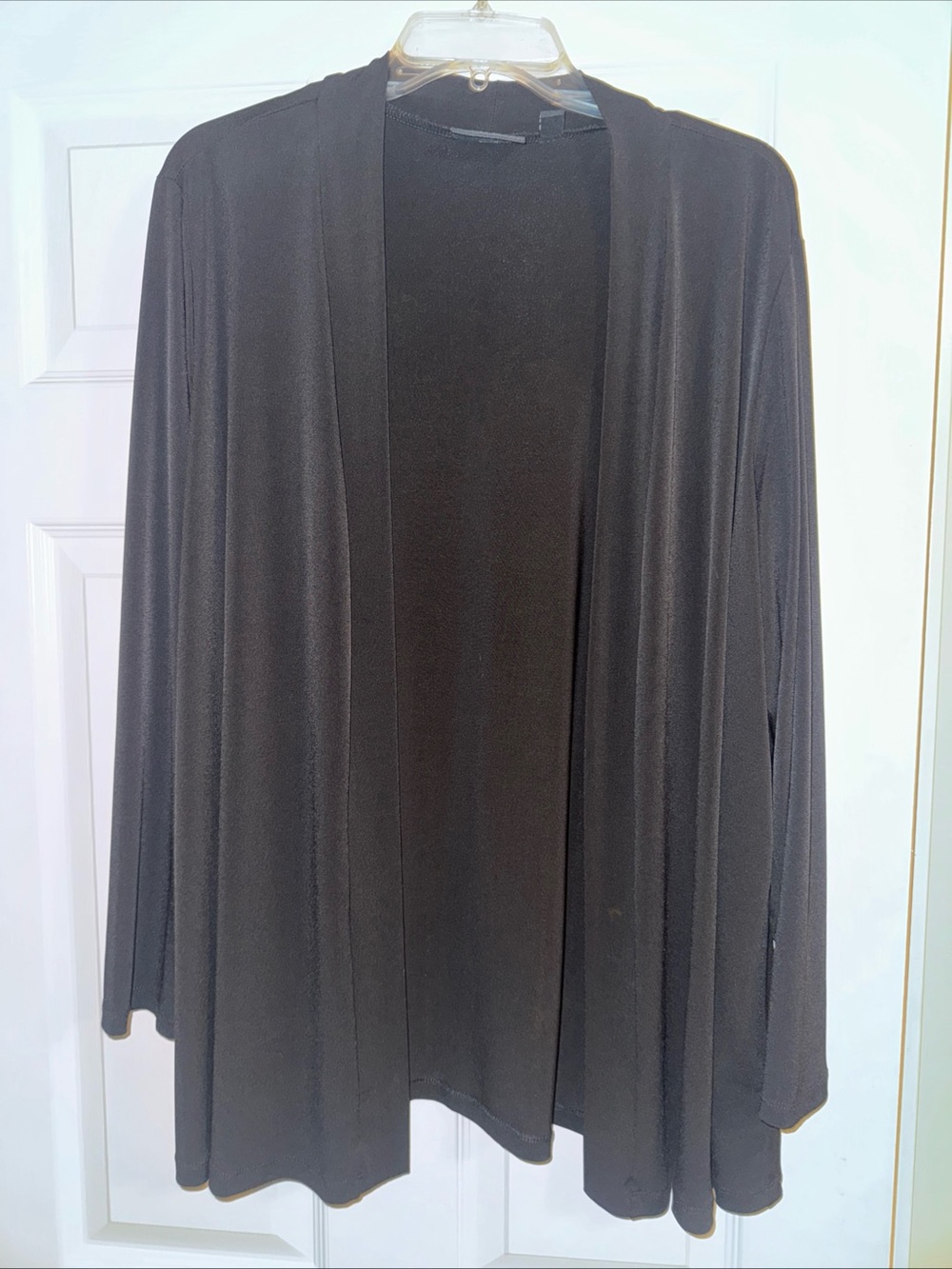 Susan Graver Black Open-Front Draped Cardigan